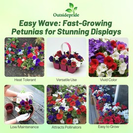 Outsidepride The Flag Mix Easy Wave Petunia Seeds - 30 Pcs. Annual, Compact & Spreading Flower Seeds for Planting Low Growing Vibrant Blooms, Ideal for Garden Beds, Baskets & Container Displays