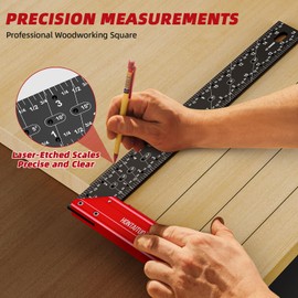 16" Carpenter Square Ruler,Multi-Angle Scribe Mark,Right Angle Ruler Woodworking Square Layout Tool L Square