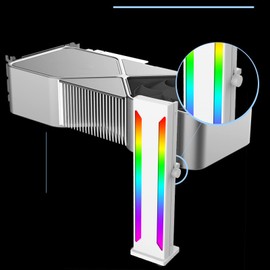 Zyyini GPU Bracket, ARGB Graphics Card Magnetic Base Sliding Adjustable GPU Holder for Computer Graphic Card, 5V 3PIN Male Interface, Aluminium Alloy (White)