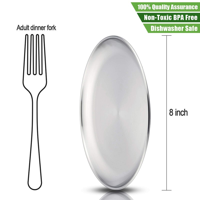 HaWare Toddlers Kids 18/8 Stainless Steel Plates, Durable Metal 304
