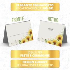 NAÏZAYA 50 Place Cards Sunflower First Communion Boy Girl – 50 Elegant Place Cards for Original Table – Place Cards for Ceremony and Parties Decoration – Confirmation Table Numbers