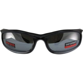 Global Vision Shadow Motorcycle Riding Sunglasses Two-Tone Black and Silver Frames Flash Mirror Lens