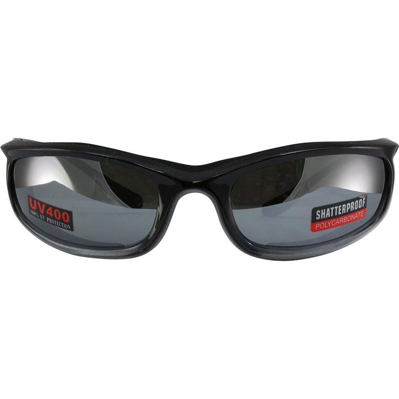 Global Vision Shadow Motorcycle Riding Sunglasses Two-Tone Black and Silver