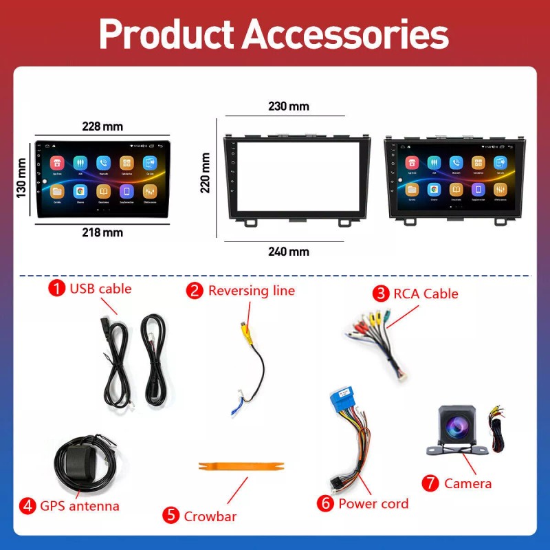 A-Carplay 9" Car Stereo Radio GPS For Honda CRV 2007-2011