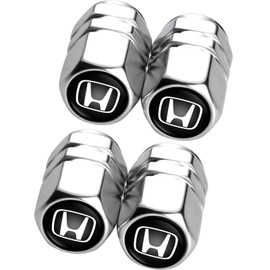 4Pcs Car Tyre Valve Caps Cover,Metal Car Tire Dust Caps for Honda Accord Civic Fit CRV Pilot EX CR-V EX-L Touring Pilot,Car Accessories Anti-corrosion Leak-Proof Screw-On Easy-Grip,Silver
