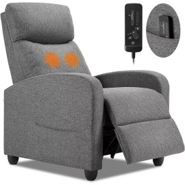 JHK Gray Home Recliner Sofa Adjustable Upholstered Massage Reclining Fabric Sofa