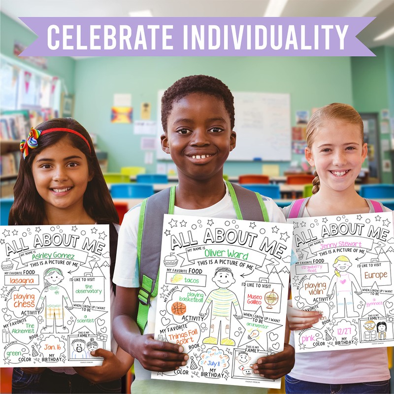 All About Me Posters for Elementary, Preschool & Kindergarten -