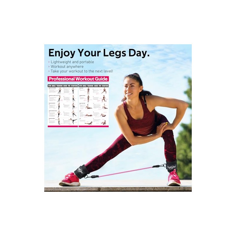 WALITO Ankle Resistance Bands with Cuffs, Ankle Bands for Working