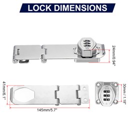 PATIKIL Combination Rotary Hasp Locks, 90 or 180 Degree Combination Safety Lock Door Latch with 3 Digit Password for Drawers Cabinets Flip Barn Door, Silver