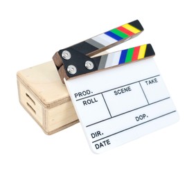 L-toctck Mini Film Slate & Apple Box Combo - Wooden Movie Crew Souvenir, Desktop Decor Collectible for Filmmakers, Photography Enthusiasts