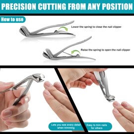 Angled Head Toenail Clippers for Seniors Thick Nails, Large Long Handled Toenail Clipper with Nail File, Curved Heavy Duty Nail Clippers for Men/Women, Easier Trimming, Ergonomic Design