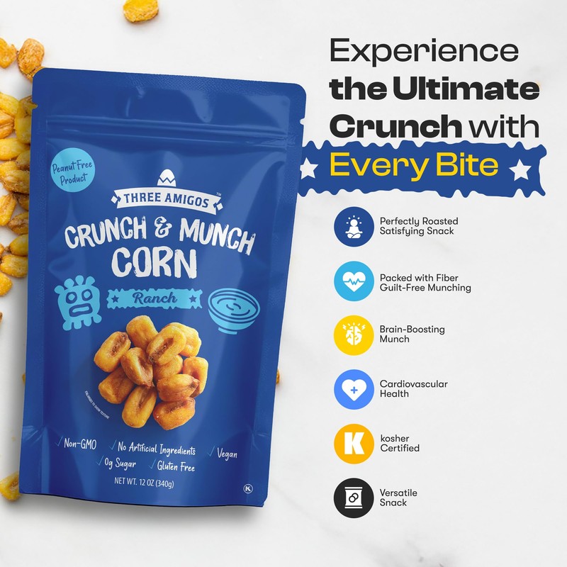 Three Amigos Corn Nuts Suger Free, 100% Vagan, Peanut Free