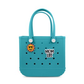 Jesslynne Beach Rubber Bag Tote Bag,Extra Large Waterproof Travel Women Handbag with Charms for Sports Beach Groceries Pool (Lake green, Large)