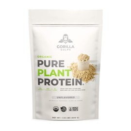 Gorilla Gulps 100% Organic Pure Plant Protein Powder | USDA Certified | Organic Protein Powder | Vegan | Non-GMO | Sugar, Soy, Dairy, & Gluten Free | 20 Servings - Unflavored