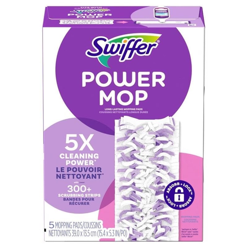 Procter & Gamble Swiffer PowerMop Multi-Surface Mopping Pad Refills, 5