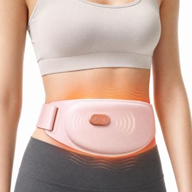 Period Heating Pad for Cramps, Cordless Portable Heating Pad with Massage, 5000mAh Rechargeable, 3 Heat Levels, 5 Vibration Levels, 3 Massage Modes, Pink Wearable Belt for Women