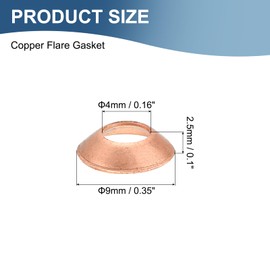 sourcing map 24Pcs Copper Flare Gasket, Fit for 1/4" Tube Size, 45 Degree Copper Flare Fitting for Air Conditioner Refrigeration Accessories