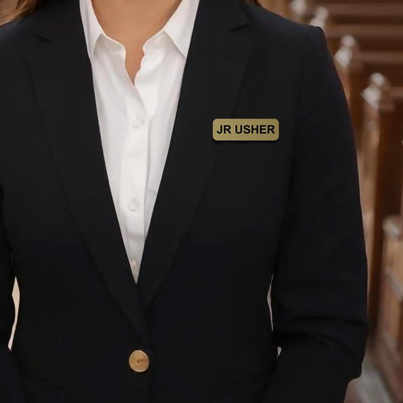 Jr Usher 1 x 3 Name Tag, Brushed Gold (10