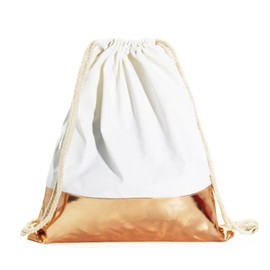 Glamexx24 Gym Bag Backpack Gym Bag 32 x 44 cm Drawstring Sports Bag Women Men Children Sack for Painting Gym Travel Swimming Beach, White Gold, Unit size