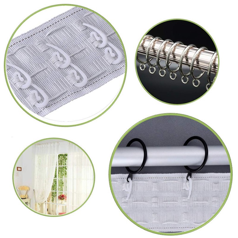 White Plastic Curtain Hooks for Window Curtain, Door Curtain and