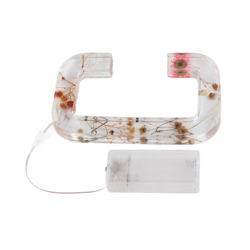 Floral Resin Letter Light Dry Flower and Alphabet Shape LED