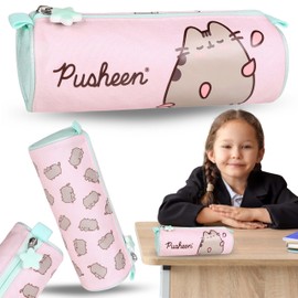sarcia.eu Pusheen School Girl's Pencil case, Round, Tube, School Supplies Pouch, Pink 22x8x8cm (Pusheen Round A)