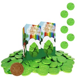 St. Patrick's Day Chocolate Coins Leprechaun Lucky Green Coins, Belgian Nut Free Milk Chocolate, Kosher Certified, 1LB Box (2-Pack)