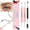 evpct 2Pcs Brown Magic Microblading Dual-Ended Eyebrow Contouring Pen Brow Pencil, with 4 Brush Micro-Fork-Tips Applicator and Precise Brush-Tip, Hair Like Strokes, with Dual-ended Eyebrow Brush