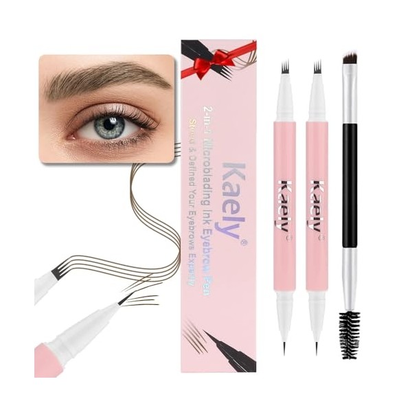 evpct 2Pcs Brown Magic Microblading Dual-Ended Eyebrow Contouring Pen Brow