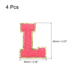 sourcing map 4 Pieces Chenille Letter Badge Iron-On Letter Patch Rose Red L Alphabet Decorative Repair Embroidered Patches for Clothes Shoes Hats Backpacks