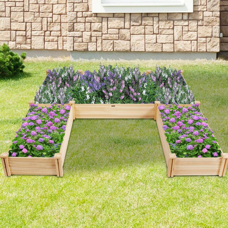 DORTALA Raised Garden Bed, Wooden Raised Garden Box, Planter Container