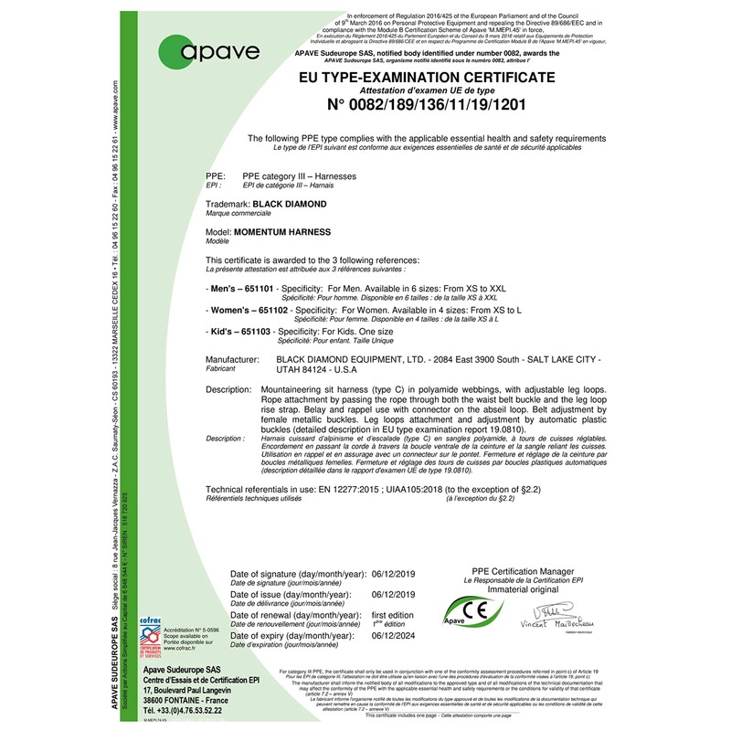 Black Diamond Momentum Women's Harness - AW21 - Large