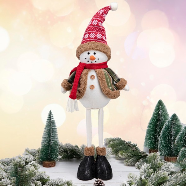 WORLDECO 2024 Animated Snowman Christmas Decorations with Long Legs, Xmas