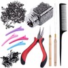 Duufin Hair Extensions Tools Kit 500 Pcs Dark Brown Micro