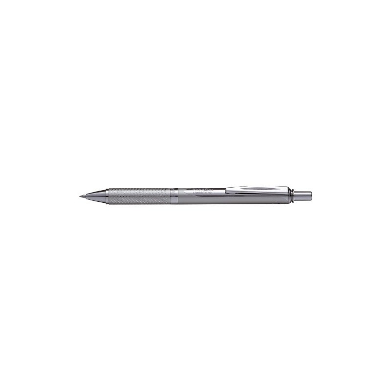 Pentel BL407-A Gel-Tintenroller EnerGel Sterling Druckmechanik in silbernem Metallgehäuse 0,7