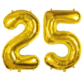 40 Inch Number Balloons 25/52 Gold Big Giant Jumbo Number Foil Mylar Balloons for 25th/52th Birthday Party Supplies Anniversary Events Decorations (Gold-25/52)