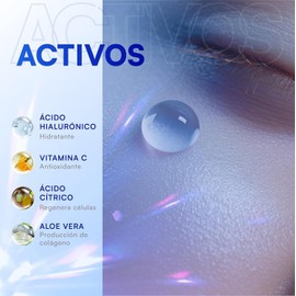 MIST JEWEL Gel limpiador facial hidratante con Ácido hialurónico + Vitamina C + Aloe vera + Ácido cítrico Jabón dermolimpiador para la cara uso de dia y noche, piel mixta, seca y grasa 250ml