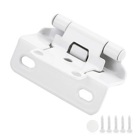 60 Pack 30 Pair White Cabinet Hinges - 1/2 inch Overlay Kitchen Cabinet Hinges, Partial Wrap Around Cabinet Door Hinges for Face Frame Cabinet, Self Closing White Face Mount Cabinet Hardware
