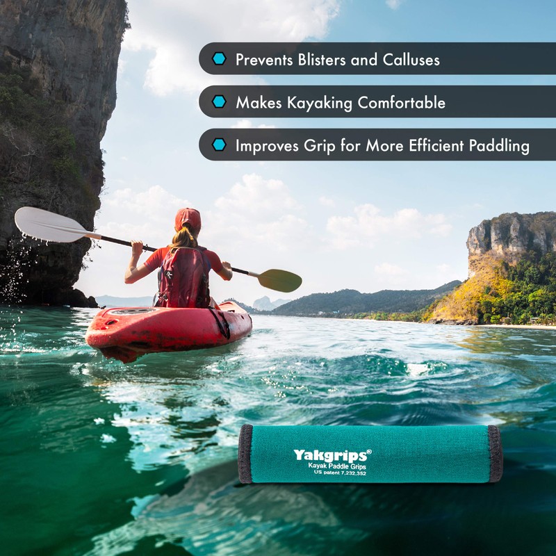 Yakgrips Takeapart Kayak Paddle Grips, No-Slip, Prevents Blisters (Green) -
