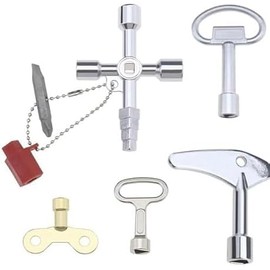 Create idea 5PCS Utility Keys Set Plumber Key Wrench Tool Square Triangle Socket Spanner Key for Water Tap Faucet Radiator Water Meter Control Cabinet Elevator