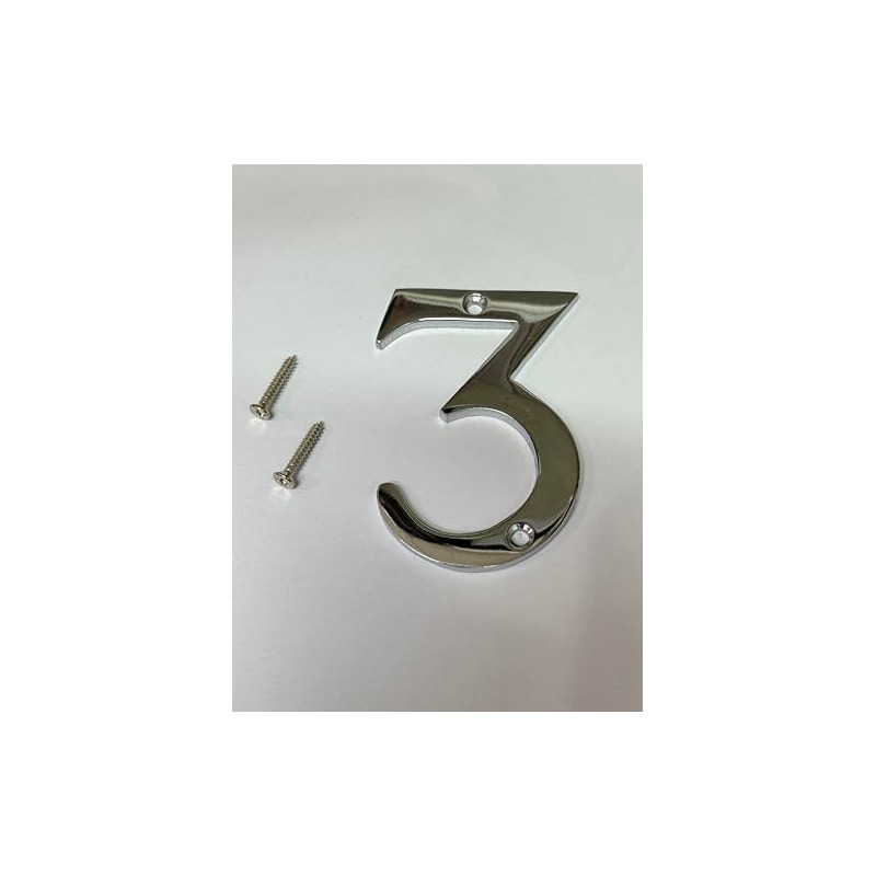 3 Inch Polished Chrome Screw-On Number 3 – House Door