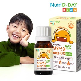 Nutri D-Day 뉴트리디데이 베이비앤키즈 생유산균 비타민D 이지드롭 1병 10ml NutriDay Baby & Kids Probiotic Vitamin D Easy Drop 1 Bottle 10ml