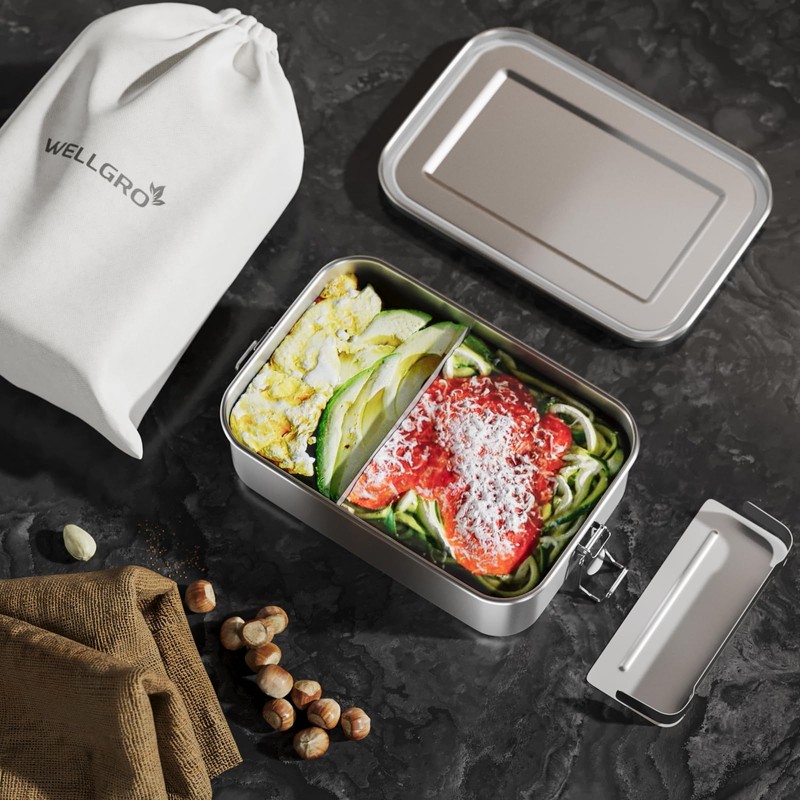 WELLGRO Stainless Steel Square Containers - 550 ml 850 ml