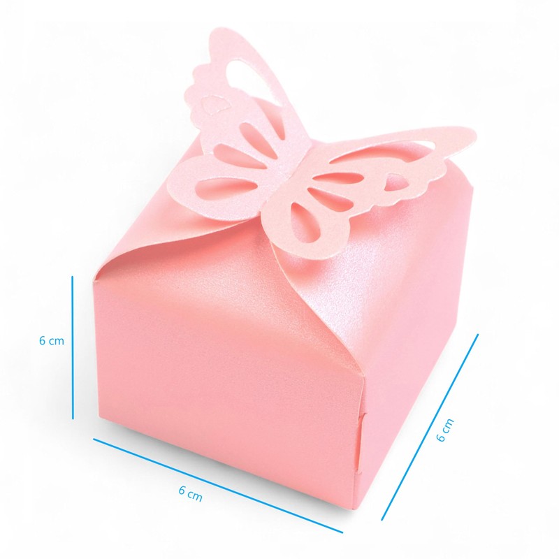 AKORD Butterfly Wedding Favour Boxes Candy Gift Boxes 30pcs (Pink)