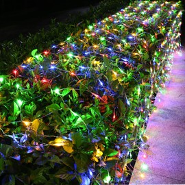Joomer 12ft x 5ft 360 LED Christmas Net Lights, 8 Modes Bush Mesh Lights Connectable, Timer, Waterproof for Christmas Trees, Bushes, Garden, Outdoor Decorations (Clear Wire, Multicolor)