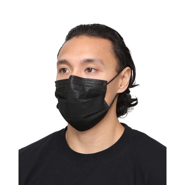 Cranberry USA S3160K S3+ Earloop Face Mask, 3-Ply, Disposable, Black, Pack of 50