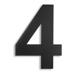 KTC-HOME - Premium House Number Black Including Mounting Material - Powder Coated - Arial - Height 20 cm - RAL 9005 - Rustproof & Weatherproof House Number Plate - House Number 4 -