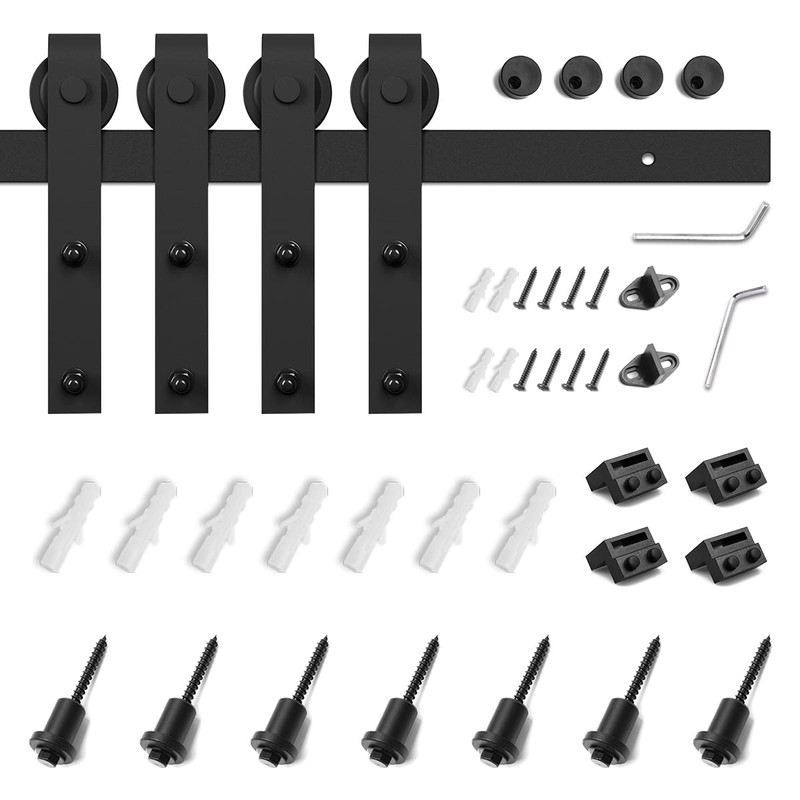SMARTSTANDARD 9 FT Double Barn Door Hardware Kit, Sliding Door