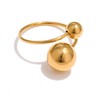 Jana Winkle Stainless Steel Ball Adjustable Rings Women Statement Gold