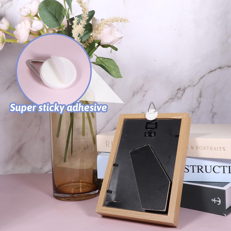 60 Pack Adhesive Picture Hanger, Foamboard Picture Hanging Hooks Without